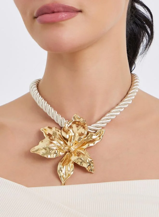 Golden Flower Statement Necklace
